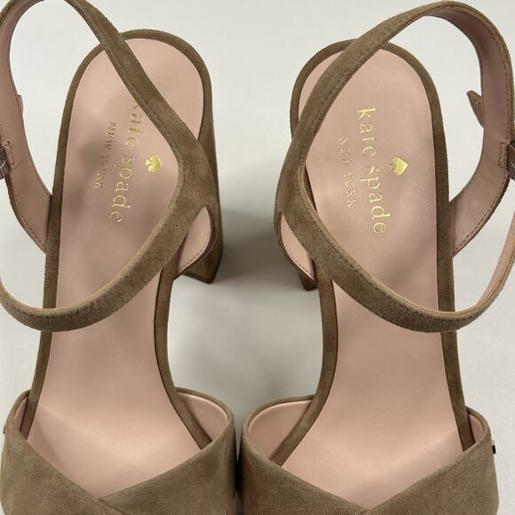 Kate Spade New York Delia Platform Beige Suede Sandals Size 9B New MSRP $228 - Picture 10 of 13